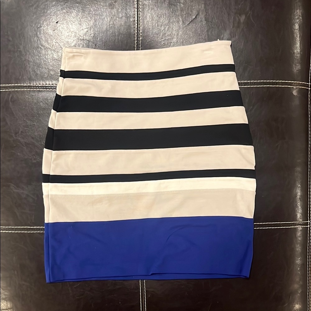 Express blue/black/grey striped pencil skirt women’s 2